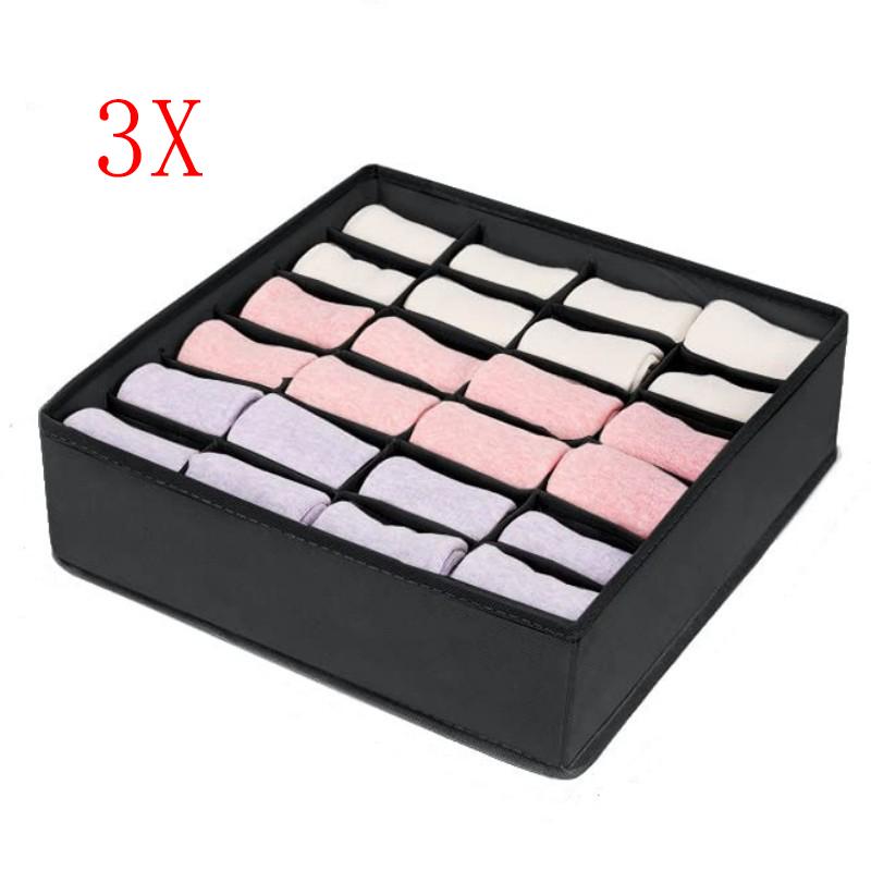 

3 шт. Коробка для хранения нижнего белья, Органайзер для ящика для носков и нижнего белья, Многоячеечная коробка для хранения в гардеробе, Аксессуары для спальни и общежития