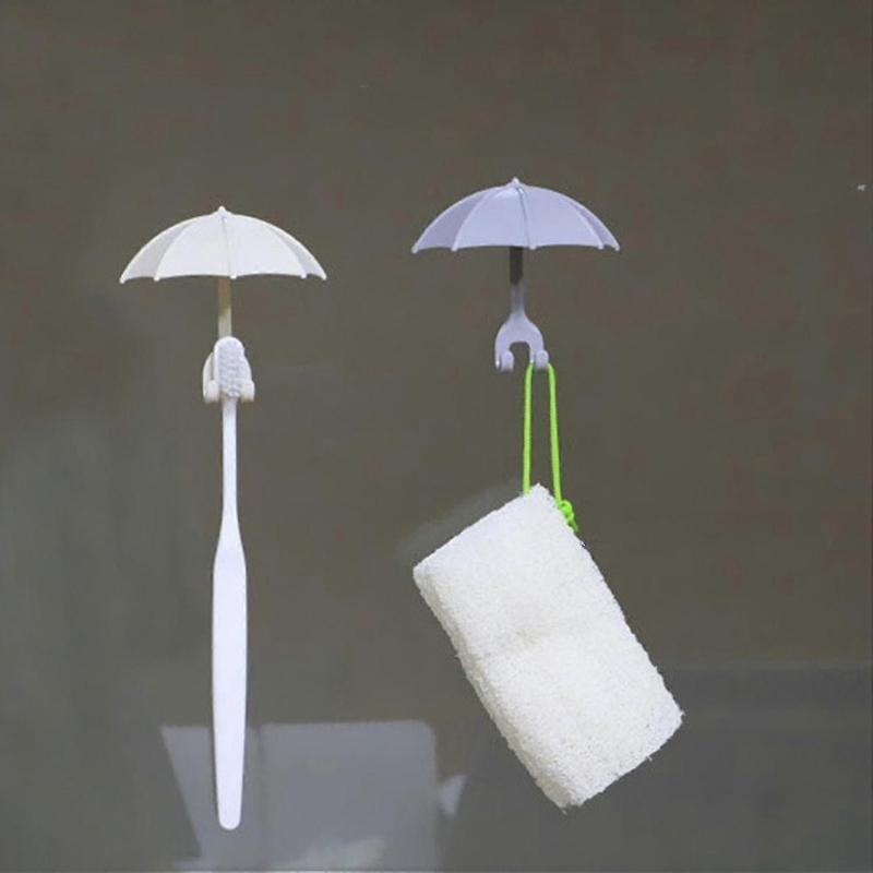 3pcs Adhesive Toothbrush Hooks Wall Mount No Punch Hanger Set