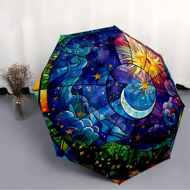 1PC Celestial Design Automatic Open/close, All-Season Portable Folding Umbrella for Women & Men yy250919138