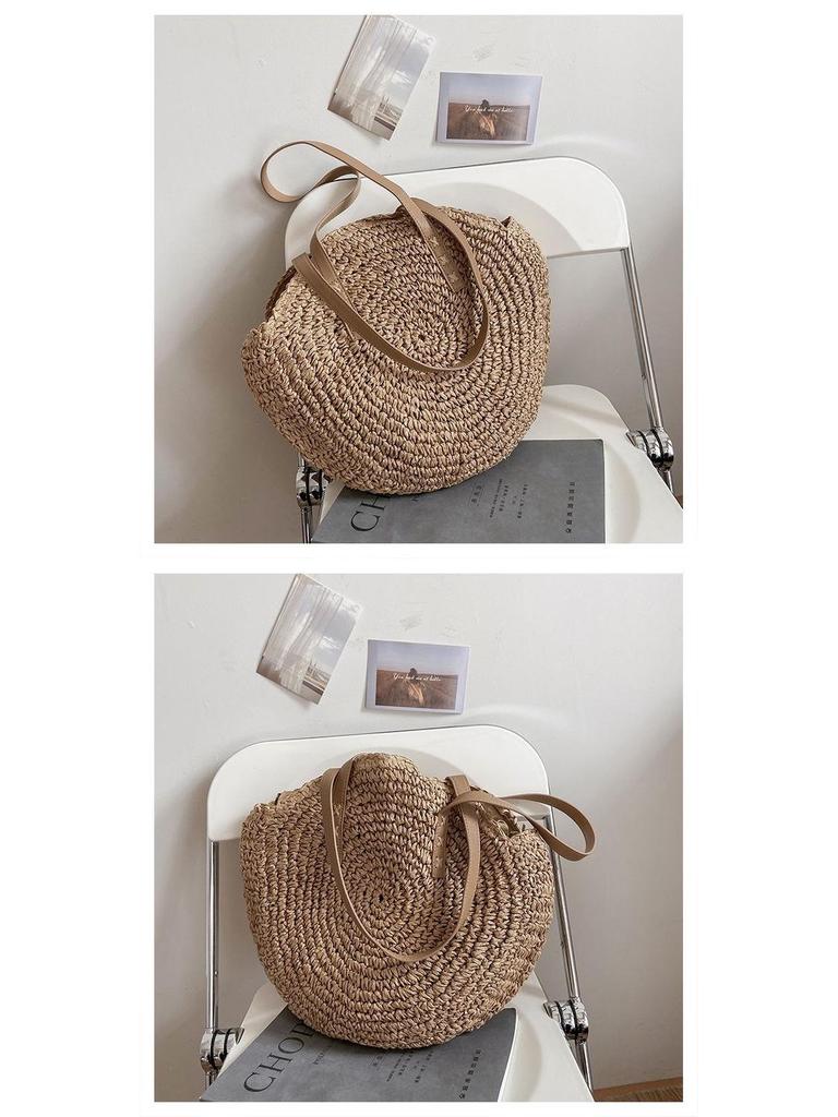 Large Capacity Ethnic Style Woven Shoulder Bag – Fashionable Women's Beach Handbag