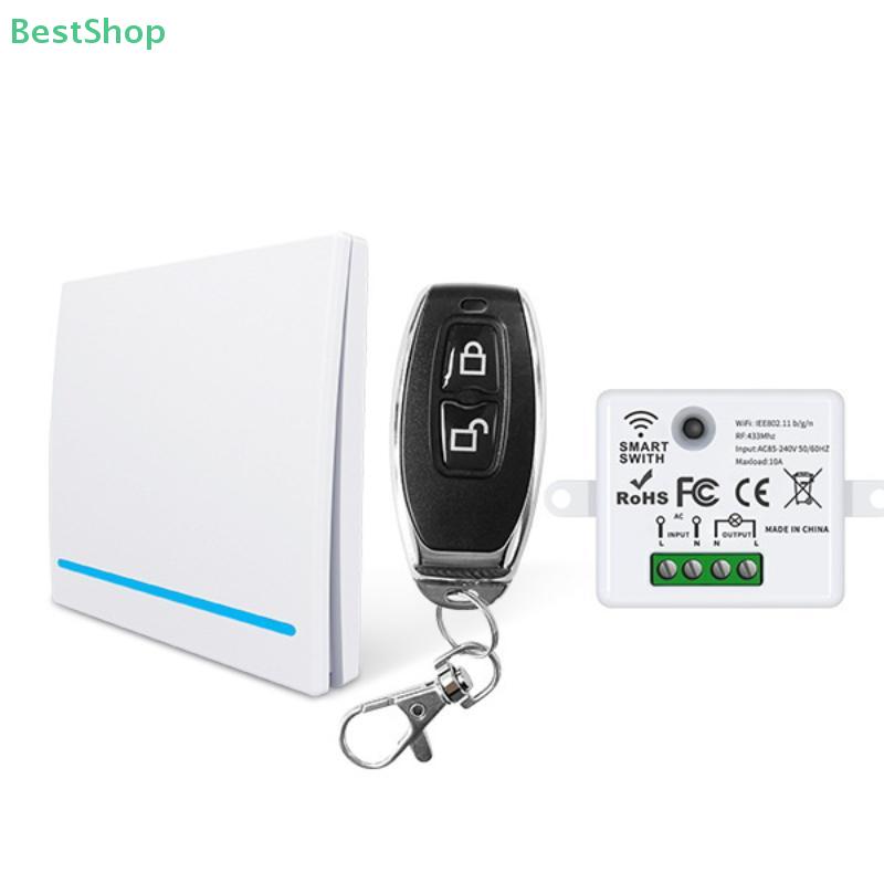 Wireless Remote Control Light Switch 220V 10A Relay Receiver Mini Round Button Wall Panel Switch For LED Lamp