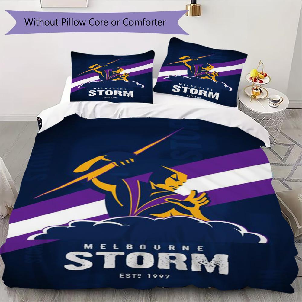 Melbourne Storm Print Pattern Bedding,Quilt Set Quilt Cover Pillowcase Home Birthday Gift (1*duvet Cover+2*pillowcase,without core)ZSJT0917326
