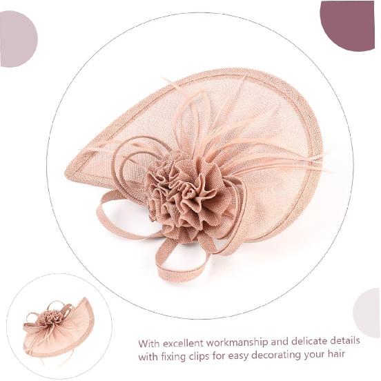 Milisten Hauts de Mariée Chapeau Bandeau Fascinator en Tulle Rose Nude, Accessoire de Tête pour Fête de Thé de Mariage pour Femmes, 1 pièce Accessoire pour Occasion Spéciale pour Banquet et