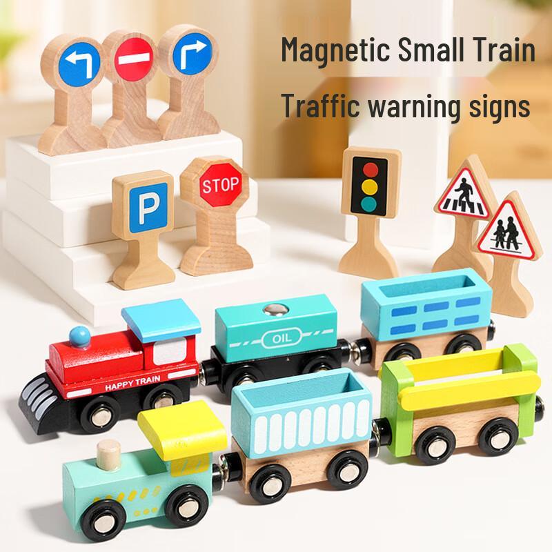 Brangdy Magnetic Train Road Sign Educational Toy Set