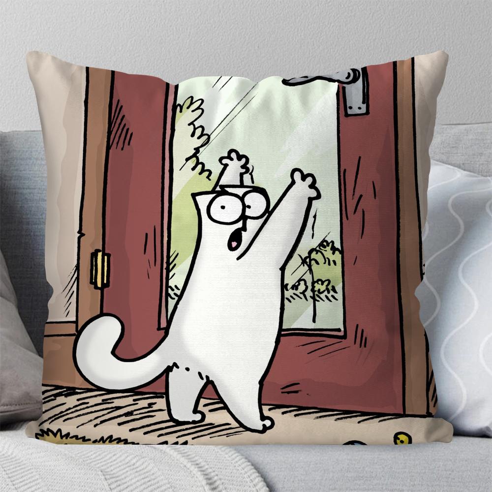 

Cartoon S-Simons-Cat Cute Pillow Case Square Pillow Bedroom Sofa Leisure Comfort Cushion Car Living Room Home Decoration 40X40 16x16Inch