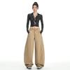 Women's American Retro Patchwork Scimitar Jeans, 2025 Autumn, Loose Wide Leg Relaxed Fit.