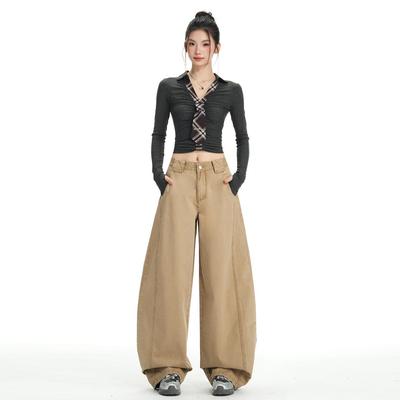 Women's Retro Patchwork Wide-Leg Jeans - Slimming Scimitar Style for Autumn/Winter