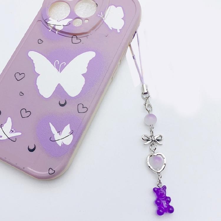 Cute Bear Bowknot Bead Pendants Phone Charm Straps Lanyard Purse Accessories