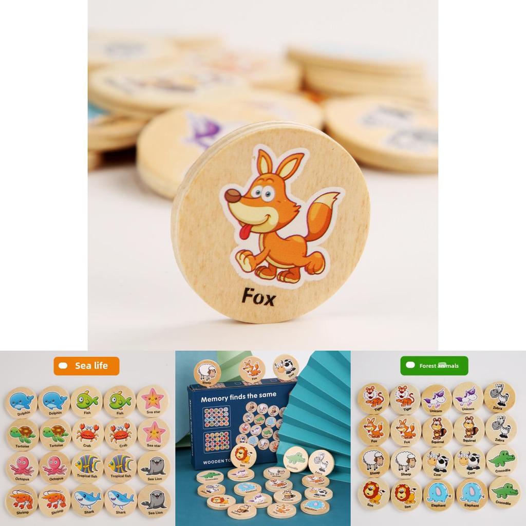 Wooden Educational Matching Puzzle For Children With Forest Animal Fruit Theme For Early Learning