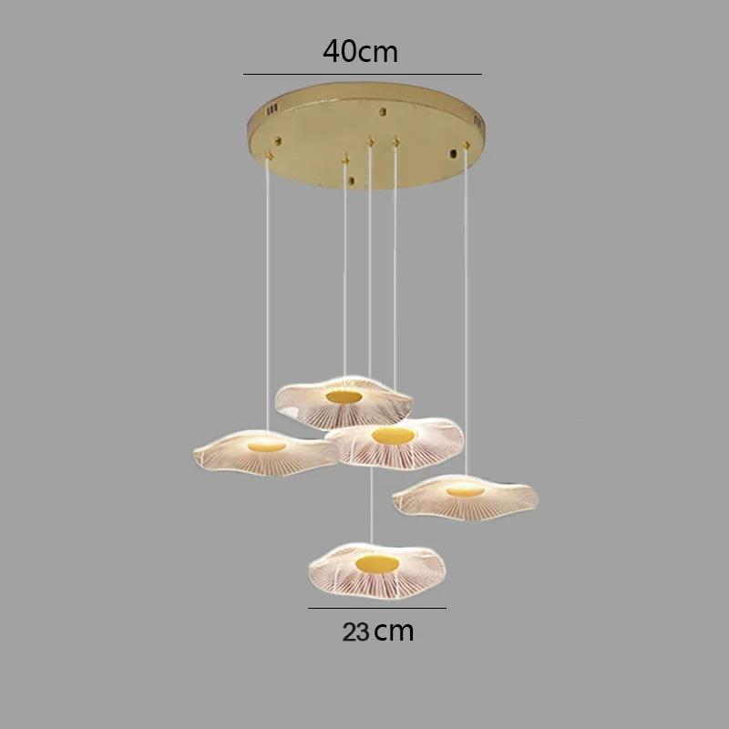 Modern Lotus Leaf Pendant Light Villa Living Room Dining Bar Chandelier Hotel Art Light Luxury Long Stair Hanging Led Ceilling