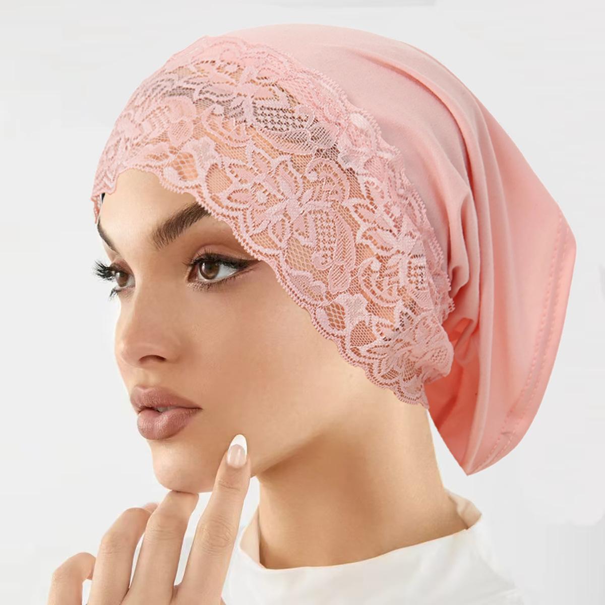 

Hijab Undercap With Lace Muslim Turban Islam Underscarf Hijab Bonnet Soft Stretch HIjabs Tube Cap Turbante