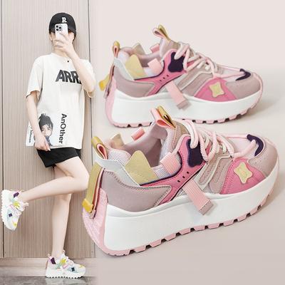 Damenschuhe Frühling Neuer Trend Plateau Mode Vielseitige Sneaker Farblich passend Mode Schnürschuhe Freizeitschuhe Damen