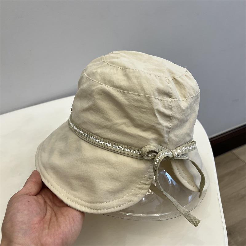 Korean Style Nylon Quick Dry Split Bucket Hat Women Spring Summer Literary Fresh UV Protection Travel Sun Cap