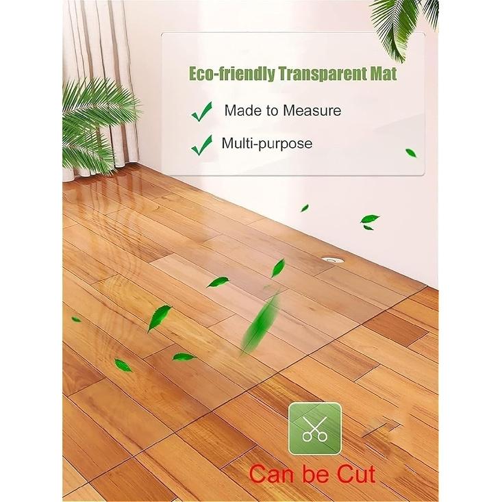 2 3 4 5 6 Ft Clear Floor Runner for Hardwood,Non Slip Vinyl Large Area Rug Protector Cover for Living Room Entryway Home Cuttable Plastic Carpet