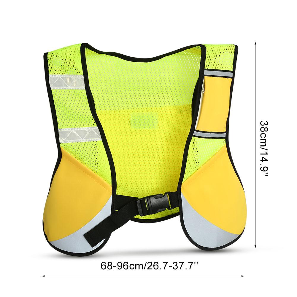 Multi function Night Sporting Reflective Cycling Running Vest Hiking Jacket (Yellow)