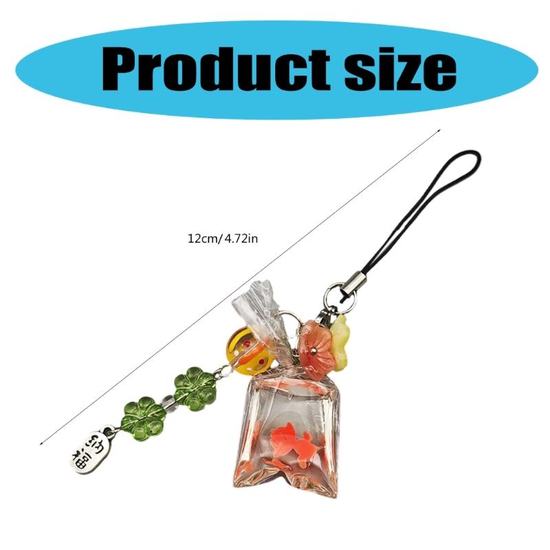 Charming Fish Phone Dangle Eye Catching Fish Phone Chain with Acrylic Beads Stylish Phone Strap Lanyard