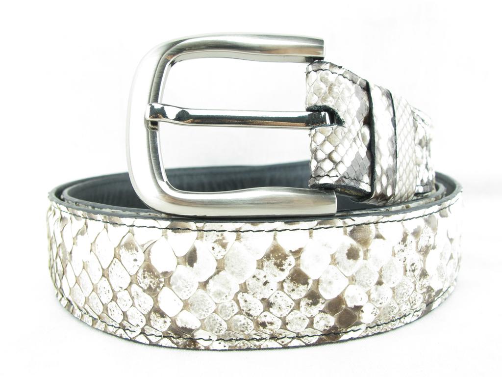 PELGIO Luxury Python Leather Belt with Natural Color Holes,