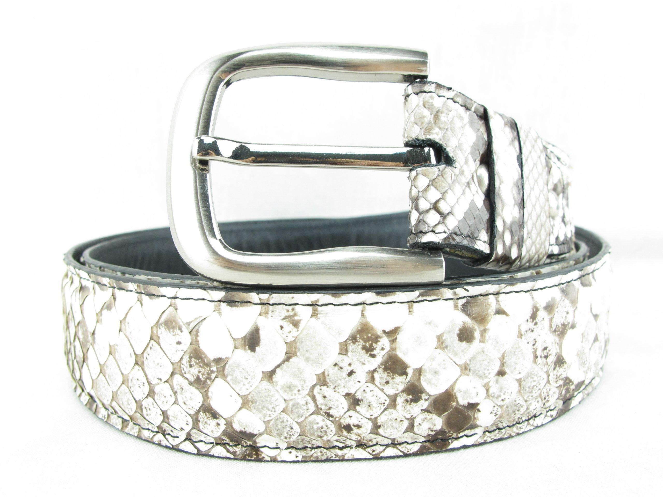 

PELGIO Luxury Python Leather Belt with Natural Color Holes,