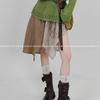 Early Autumn Retro Ruffle A-line Knit Skirt for Women - High Waist, Slimming, Layered Design