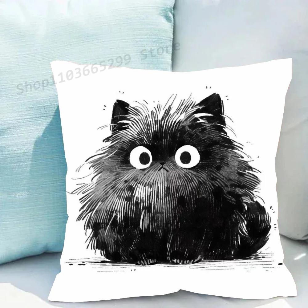 Black Cat Pillow Case Sofa Cushion Cover Room Home Decoration