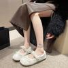 Fashion New Flat Shoes in Autumn Fashion Round Toe Shallow Mouth Bow One Strap Soft Sole Anti-slip Wear-resistant Cotton Shoes