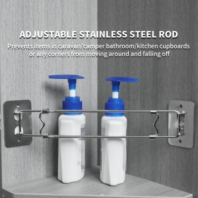 RV Shower Corner Storage Bar, Adjustable Stainless Steel Bathroom Corner Storage Bar for Camper