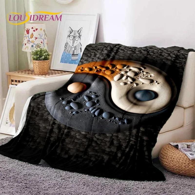 Natur Yin Yang Chinesische Tai Chi Bagua Weiche Flanelldecke für Betten Schlafzimmer Sofa Picknick, Überwurfdecke zum Zudecken Outdoor Nickerchen Geschenk