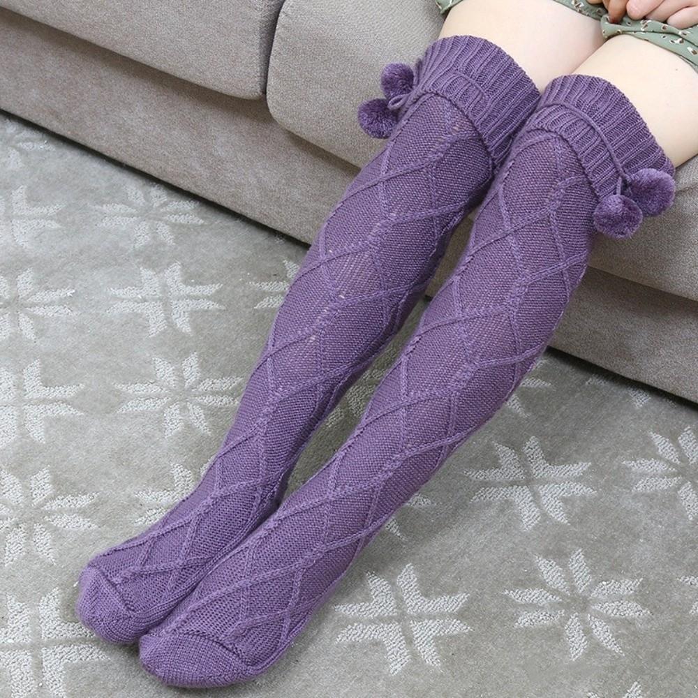 1 Paar gestrickte Beinwärmer 60cm lang Bodensocken Lolita-Stil Plüschsocken Winter für Damen