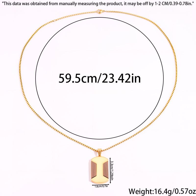 Bestselling Men's Two-Tone Wooden Cross Titanium Steel Dog Tag Necklace