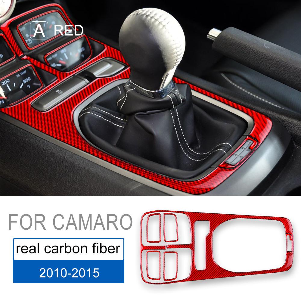 For Chevrolet Camaro 2010 2011 2012 2013 2014 2015 Real Soft Carbon Fiber Accessories Interior Trim Car Gear Shift Panel Sticker