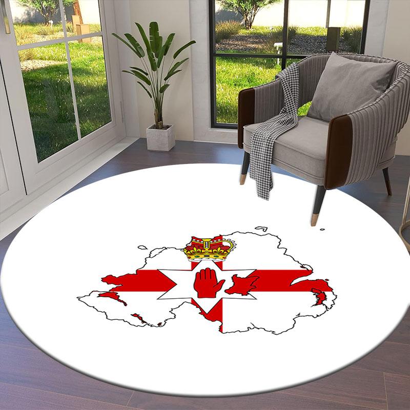 Flag Round Area Rug,Carpet Rug for Living Room Bedroom Sofa Playroom Decor,Non-slip Floor Mat