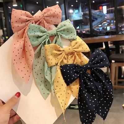 Korean Fashion Dots Blumen Großen Bogen Haar Clips Für Frauen Elegante Pferdeschwanz Haarnadeln Mädchen Haar Zubehör Haarspange Geschenk Großhandel