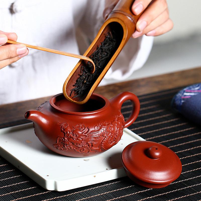 230ml Famous Authentic Mine Dahongpao Purple Clay Teapot, Fully Handmade Double Dragon Antique Tea Pot and Tea Set