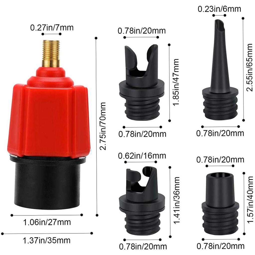 Air Valve Adaptor for SUP Board Inflatable Paddle Rubber Boat Kayak Air Valve Adaptor Tire Compressor Converter with Nozzle