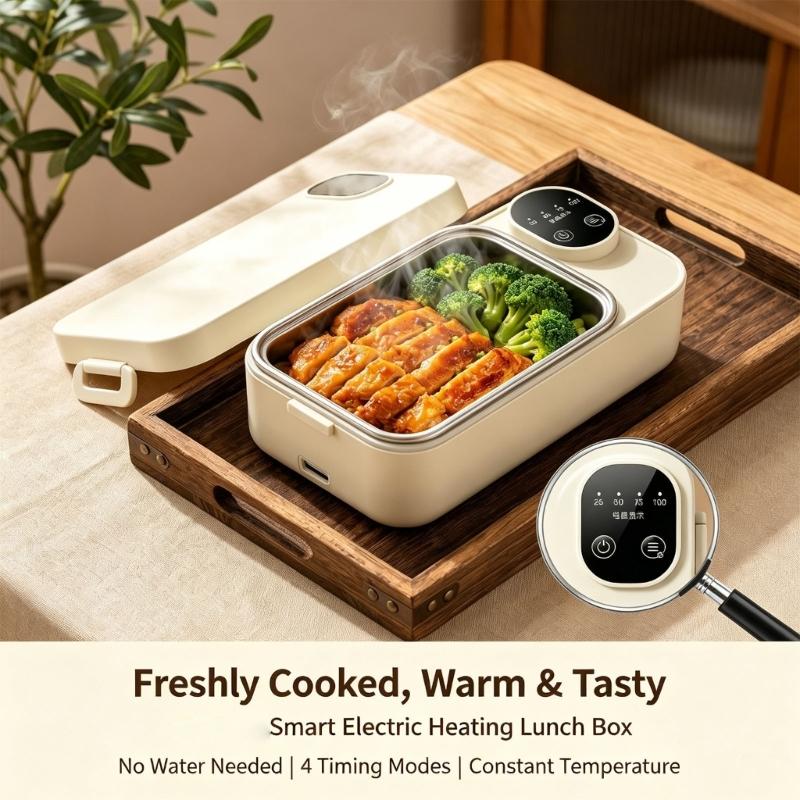 Rechargeable Heated Lunch Container with Touch Panel, Type C Charging and Carry Friendly Structure for Daily Meals