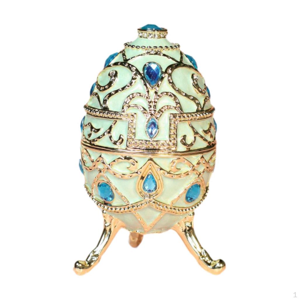 Enameled Jewelry Box Display Ornament Easter Decor Egg Style for Pendants