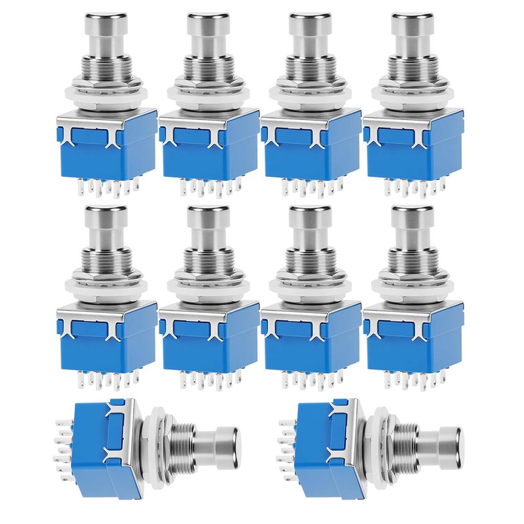 Miwayer 5/10Pcs 3PDT Footswitch Latching Stomp Switch-9 Pin True Bypass,Heavy Duty Metal for Guitar Pedal&Amplifier Replacement