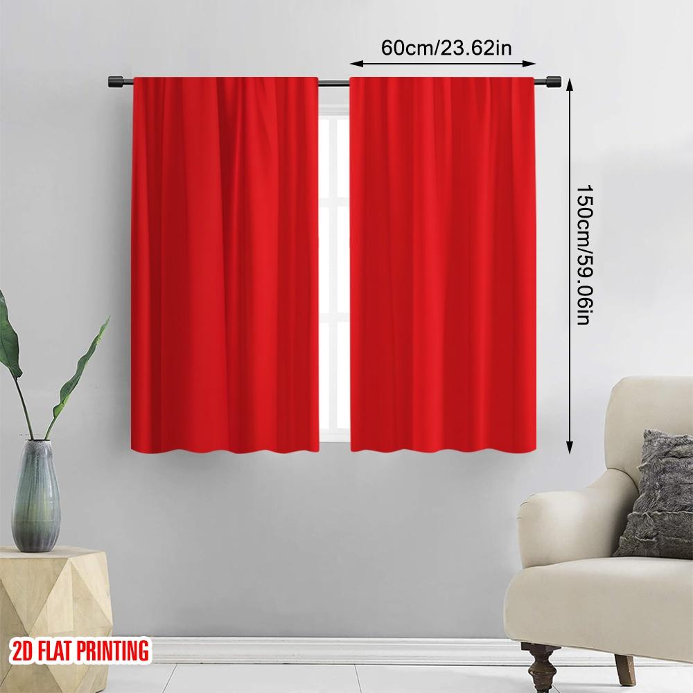 2D Flat Printing 2pcs Curtains Red Durable 100% Polyester Fabric Without Electricity Party Decorations for New Year Celebrations
