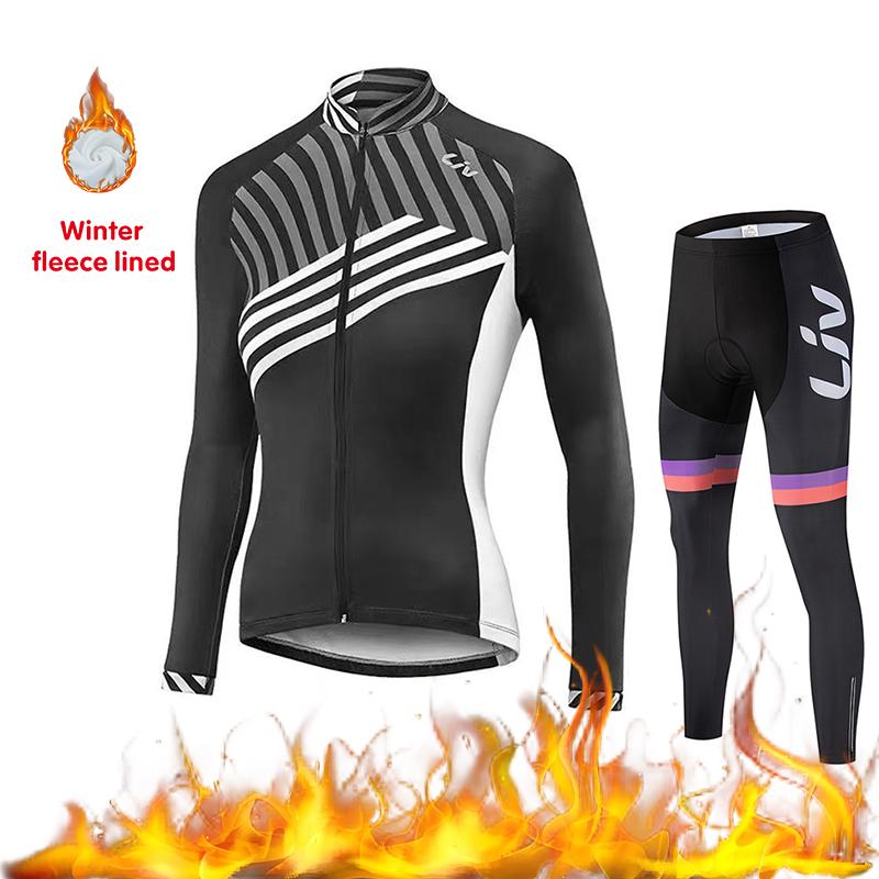 Winter Cycling Sportswear Set Women's Cycling Jersey Cycling Bib Warm 2026 Velvet Warm Cycling Suit Set Windproof Cycling Jacket Cycling Pants