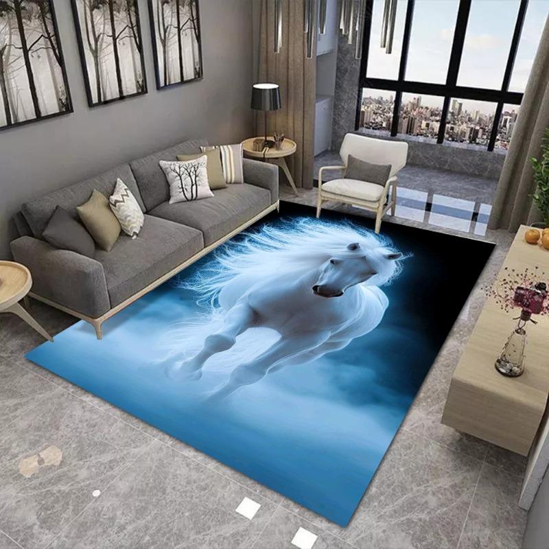 Ice Horse God of War Large Area Rug Non-Slip Wear-resistant Carpet for Living Room Bedroom Soft Floor Mat Home Decor Fashionable
