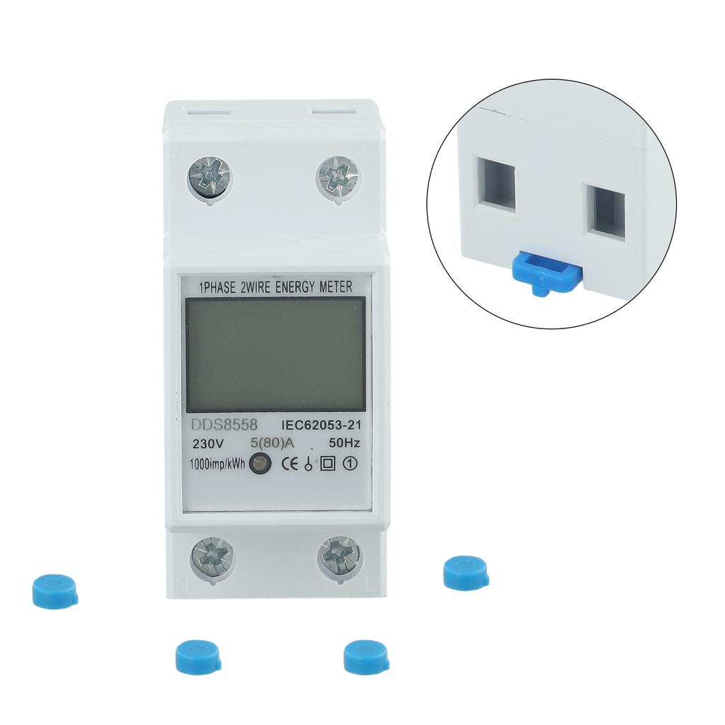 Digital LCD Kwh Wattmeter Power Consumption Energy Meter Electric Din Rail 230V