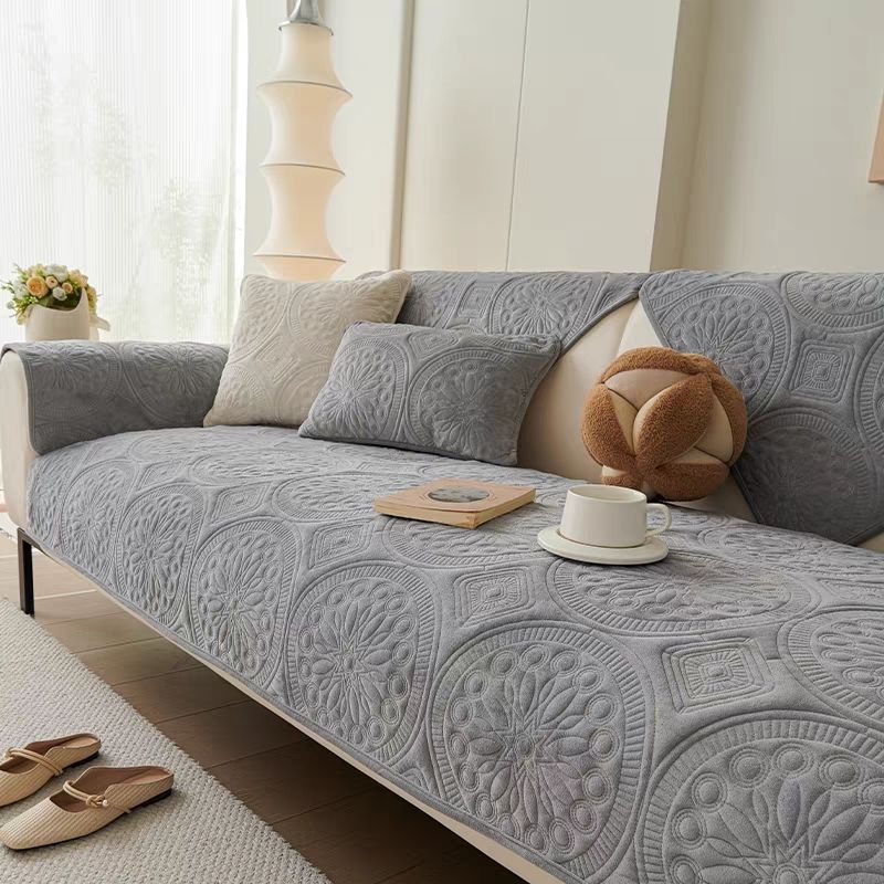 Plush Sofa Cushion Cover, Flannel Sofa Throw, French Style Sofa Slipcover