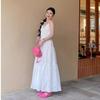 French Coffee Break Holiday Style Halter Suspender Dress Women's Summer New White Temperament Niche Long Dress