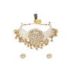 Zlatý tón Kundan & Víceřetězcový perlový choker náhrdelník & Náušnice Set Pro ženy
