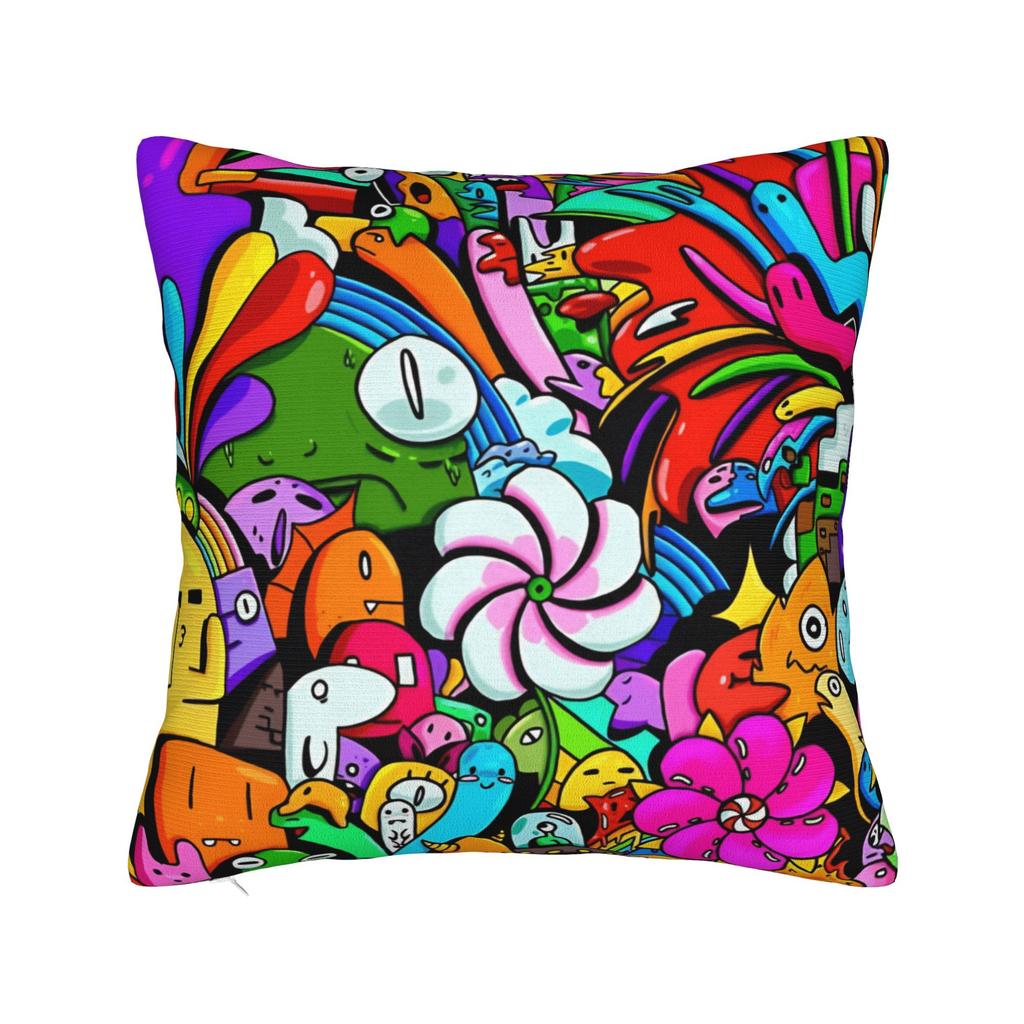 Pillow Cover Cartoon Cute Doodle Fashion Pillow Case For Sofa Couch Bed Living Room Pillowcases