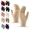 Elastic Ribbed Cuff Hand Warmers Knitted Touchscreen Gloves for Women Men, Winter Warm Five Finger Gloves, Thermal Wool Lined Mittens Cold Weather