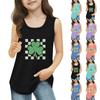Dziewczęce Koszulki Bez Rękawów na Lato z Okrągłym Dekoltem Top Tank St. dzień Patryka