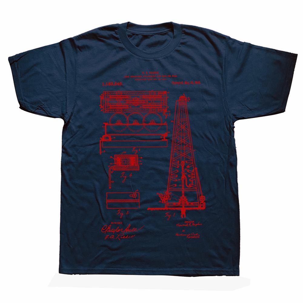 Novelty Oil Drilling Rig Patent Oilfield Driller T Shirts Streetwear Short Sleeve Birthday Gifts Summer Style T-shirt Men
