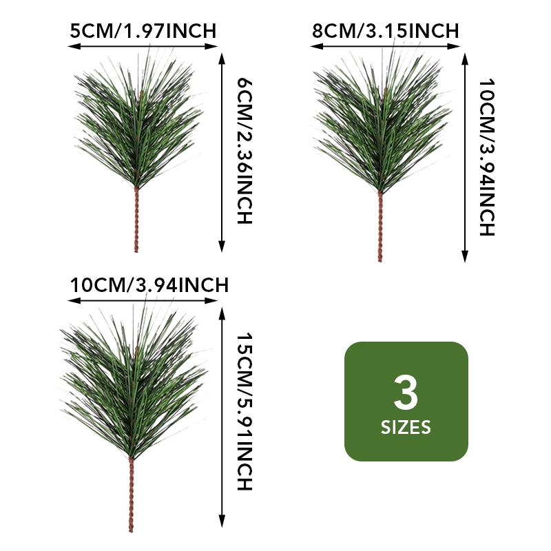 Künstliche Grüne Kiefernadeln Zweige Kleine Äste Stiele Picks für Weihnachts-Blumenarrangements Kränze und Feiertagsdekorationen