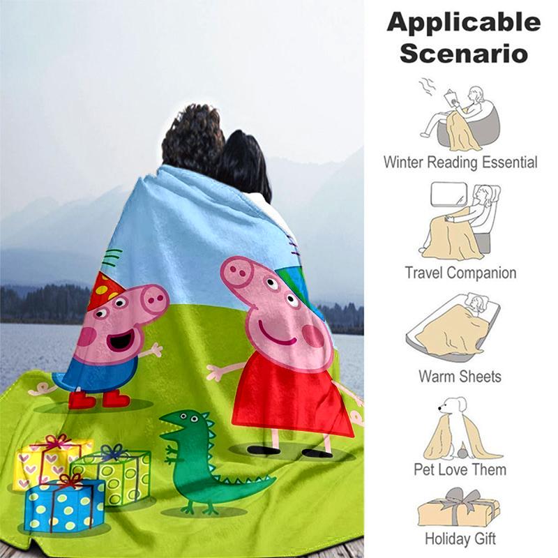 1pc Blanket Peppa Pig1 Print Design, Lightweight Blanket for Sofa, Bed- Soft &Warm, Gift for All Seasons like Christmas, Halloween